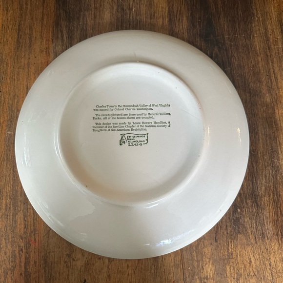 Vintage Charles Town West Virginia Historical Plate Kettlesprings Kilns 10” - Picture 4 of 6